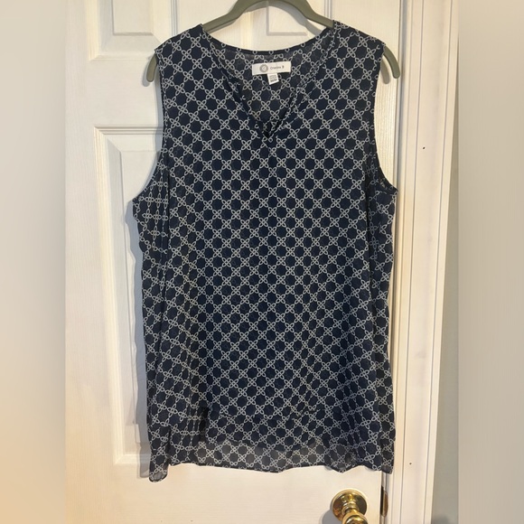 Cristina B Tank Top Blue with White Design Medium (EUC) - Picture 1 of 3
